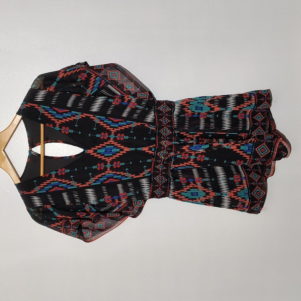 Bebe Multicolor Aztec Patterned Romper - image 1